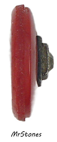 16-17mm (2194) Red Round Glass Cabochon with Square Accent Finding Setting