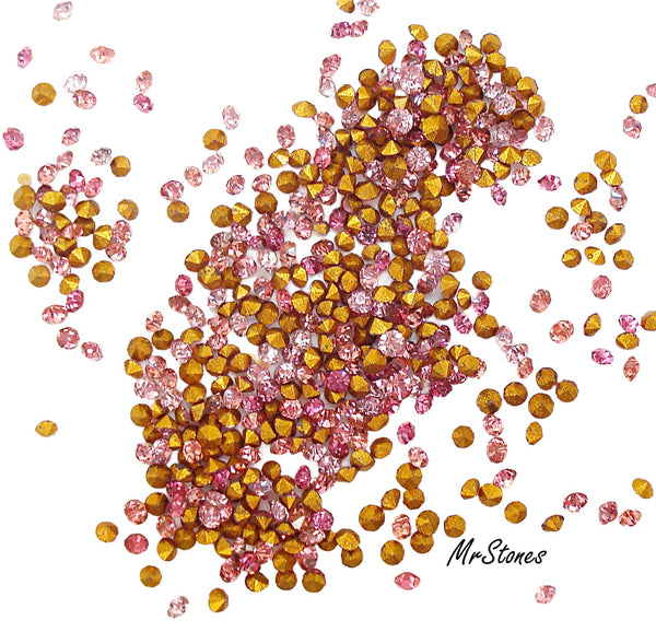 0.8mm (1100) (1pp) Czech Rose Pink Round Tiny Chaton 24pk