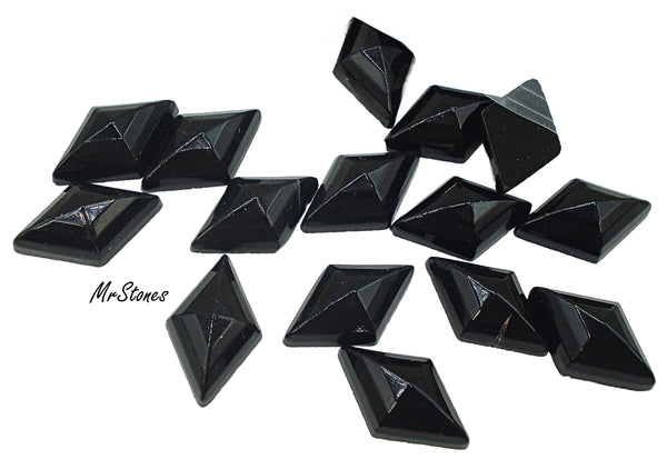 16x10mm (2710) Jet Black Step Cut Flatback Diamond Shape Pointed Top