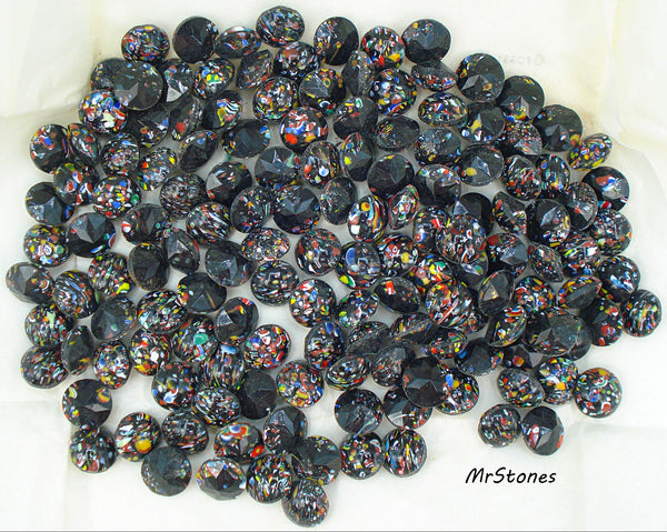11mm (3189) (48ss) Jet Black Mosaic Round Buff Top Doublet