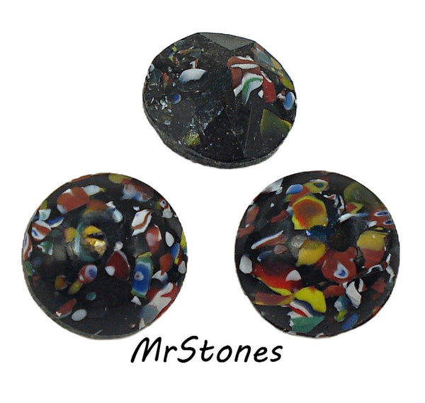 11mm (3189) (48ss) Jet Black Mosaic Round Buff Top Doublet