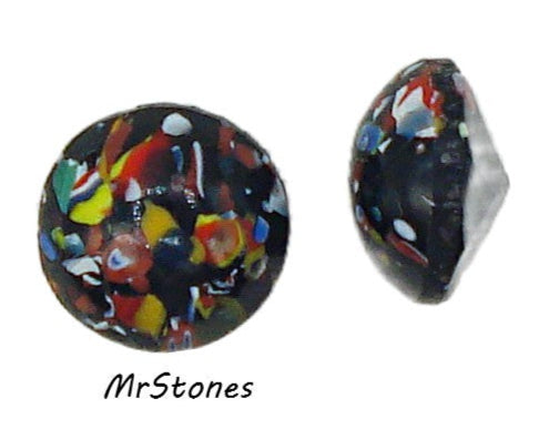 11mm (3189) (48ss) Jet Black Mosaic Round Buff Top Doublet