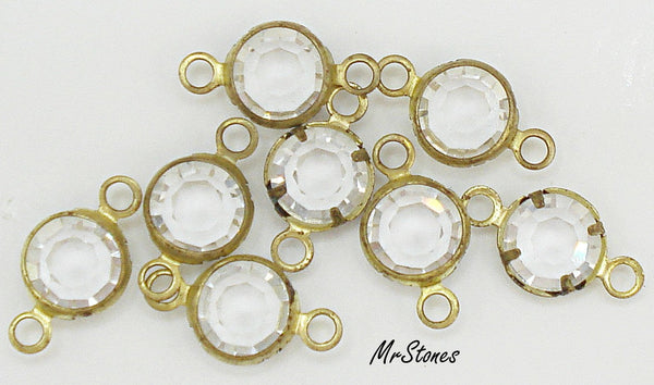7mm Brass 2 Ring Connector Crystal Clear Channel Rhinestone (13mm with rings)