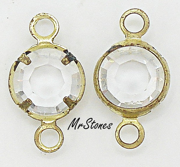 7mm Brass 2 Ring Connector Crystal Clear Channel Rhinestone (13mm with rings)