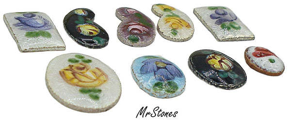 9pcs Guilloche Mix 8mm -14mm Assorted Colors and Shapes