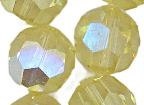 9mm (5000) Jonquil AB Yellow Glass Round Faceted Bead