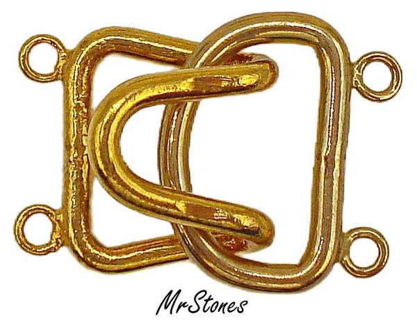 15mm 14mm (16.5mm wide) 2 Strand Gold Tone Hook Clasp