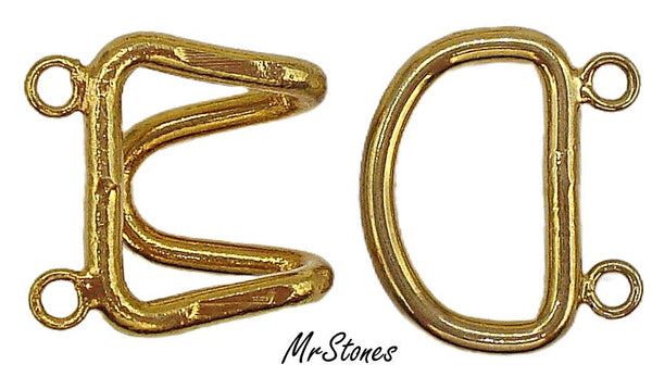 15mm 14mm (16.5mm wide) 2 Strand Gold Tone Hook Clasp