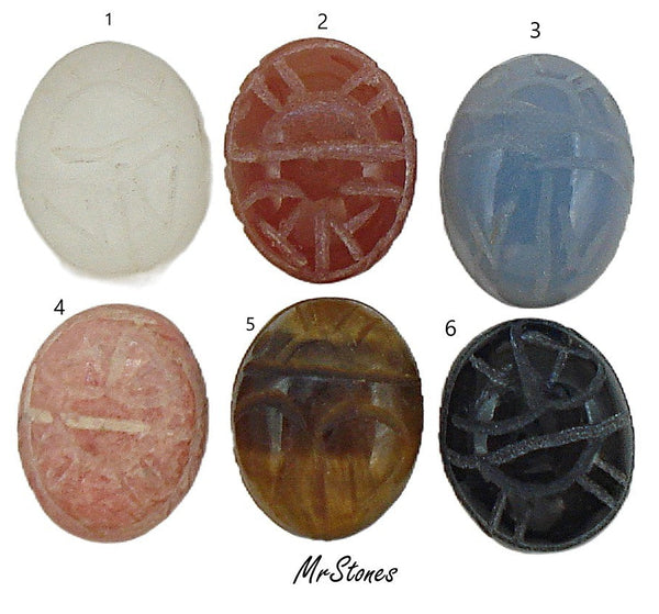 10x8mm Scarab Natural Gemstone Oval Cabochon 6 Colors