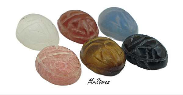 10x8mm Scarab Natural Gemstone Oval Cabochon 6 Colors