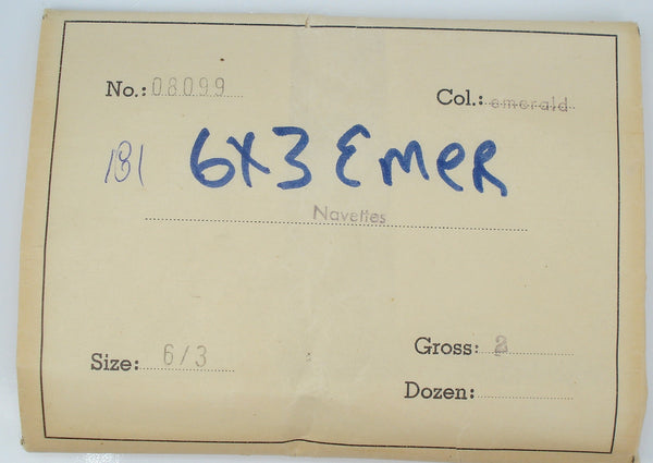 6x3mm (2200/2) Marquise Navette Flatback West Germany