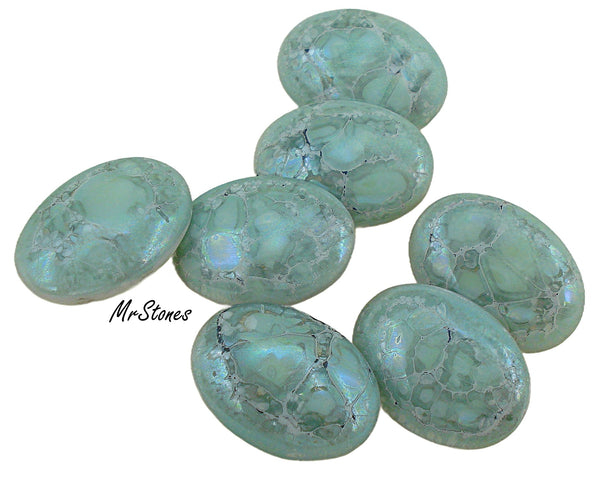 18x13mm (3188) Ceramic Coating Green Oval Buff Top Doublet