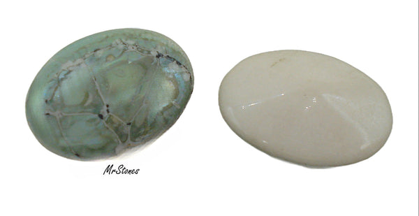 18x13mm (3188) Ceramic Coating Green Oval Buff Top Doublet