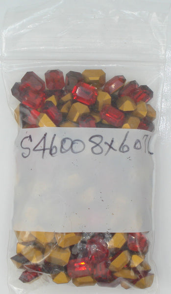 8x6mm (4600) Light Siam Red Cushion Octagon Shape