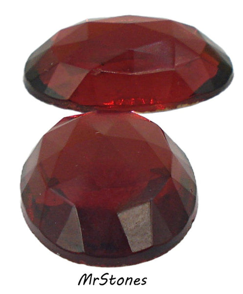 25x18mm (3293) Ruby Rauten Rose Cut Oval Flatback Fully Faceted Top
