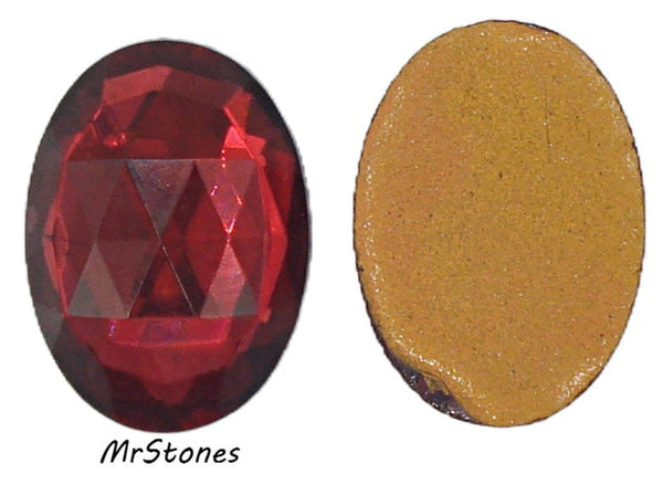 25x18mm (3293) Ruby Rauten Rose Cut Oval Flatback Fully Faceted Top