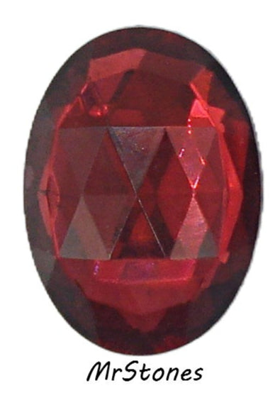 25x18mm (3293) Ruby Rauten Rose Cut Oval Flatback Fully Faceted Top