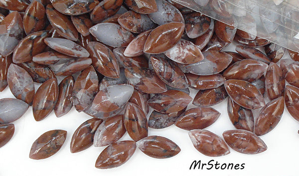 10x5mm (3146) Brown Black Matrix Marquise Navette Buff Top Doublet West Germany