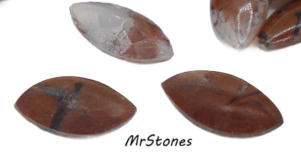 10x5mm (3146) Brown Black Matrix Marquise Navette Buff Top Doublet West Germany