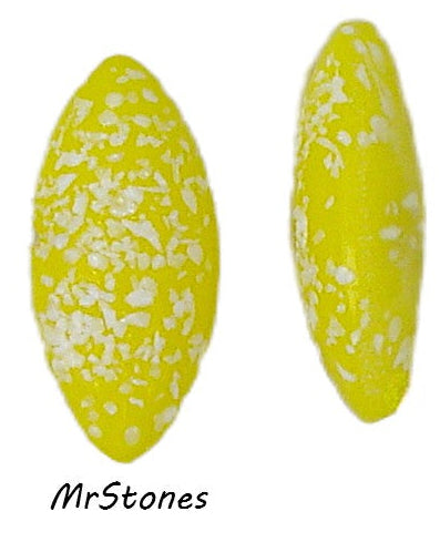 15x7mm (3146) Opaque Yellow White Textured Frit Marquise Navette Buff Top Doublet
