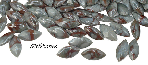 10x5mm (3146) Gray Brown Matrix Marquise Navette Buff Top Doublet West Germany