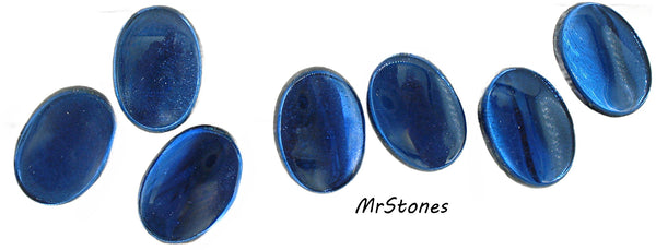 18x13mm (2135) Montana Blue Low Dome Flat Top Oval Cabochon West Germany