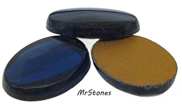 18x13mm (2135) Montana Blue Low Dome Flat Top Oval Cabochon West Germany