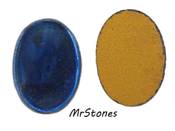 18x13mm (2135) Montana Blue Low Dome Flat Top Oval Cabochon West Germany