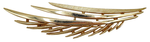 3 1/4" Crown Trifari Brooch Gold Tone Long Leaf Wing