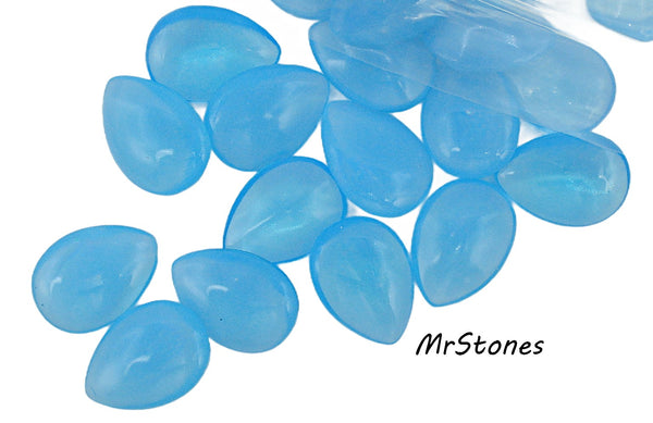 18x13mm (3101) Aqua Semi Translucent Milky Unfoiled Pear Pendeloque Shape