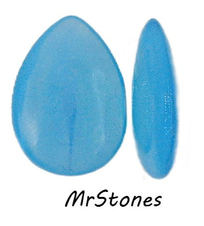 18x13mm (3101) Aqua Semi Translucent Milky Unfoiled Pear Pendeloque Shape
