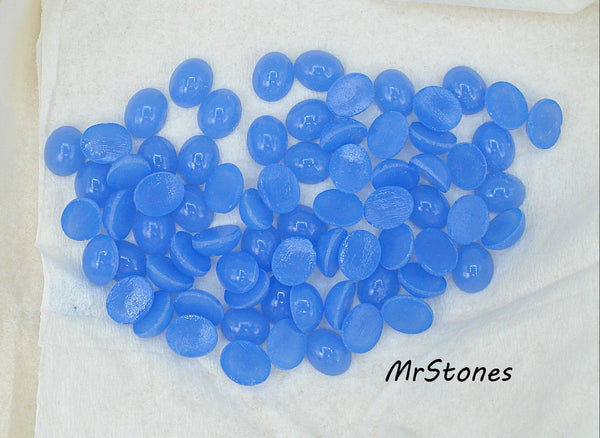 10x8mm (2195) Periwinkle Chaldedon Blue Unfoiled Oval Cabochon Czech