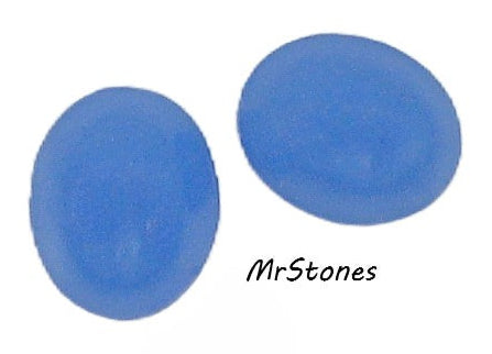 10x8mm (2195) Periwinkle Chaldedon Blue Unfoiled Oval Cabochon Czech