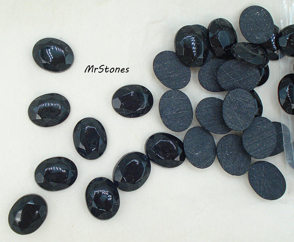 10x8mm (2995) Jet Black Low Dome Rose Cut Oval Flatback Czech