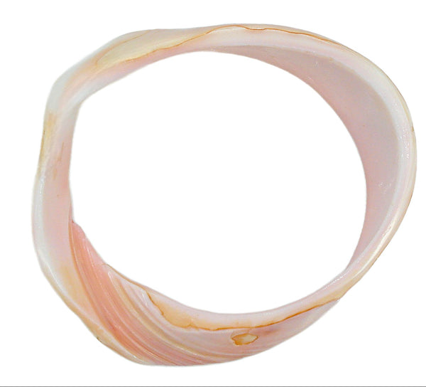 Abalone Mop Shell Carved Bangle Bracelet 7.5" x 1"