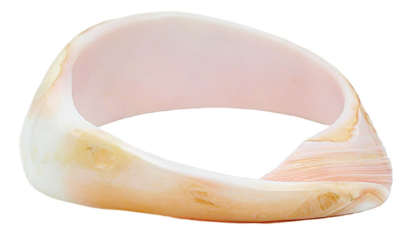 Abalone Mop Shell Carved Bangle Bracelet 7.5" x 1"