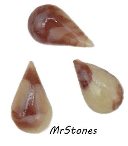 10x6mm (3101) Tan Ivory Brown Two Toned Pear Shape Buff Top Doublet