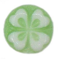 9mm (8.7mm) Round Cabochon Green with White 4 Leaf Clover Flower West German