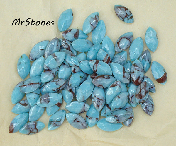 10x5mm (3146) Turquoise Brown Matrix Marquise Navette Buff Top Doublet
