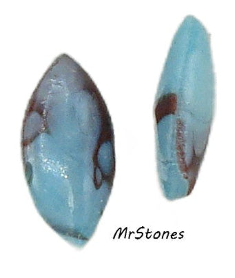 10x5mm (3146) Turquoise Brown Matrix Marquise Navette Buff Top Doublet
