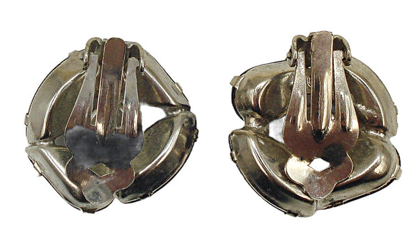 Bi-Color Earrings Light Sapphire Ruby Silver Tone