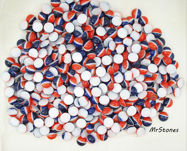 9mm (2194) Red White Blue Round Cabochon Navy/Lapis Blues West Germany