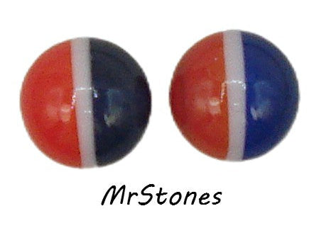 9mm (2194) Red White Blue Round Cabochon Navy/Lapis Blues West Germany