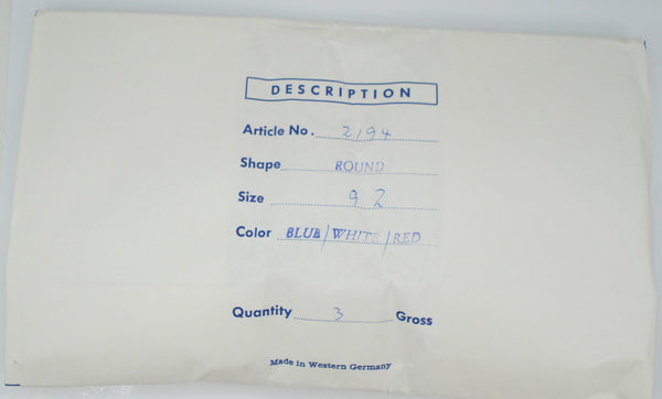 9mm (2194) Red White Blue Round Cabochon Navy/Lapis Blues West Germany