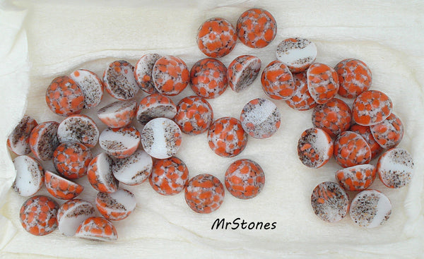 11mm (1684) Coral Matrix Round Cabochon