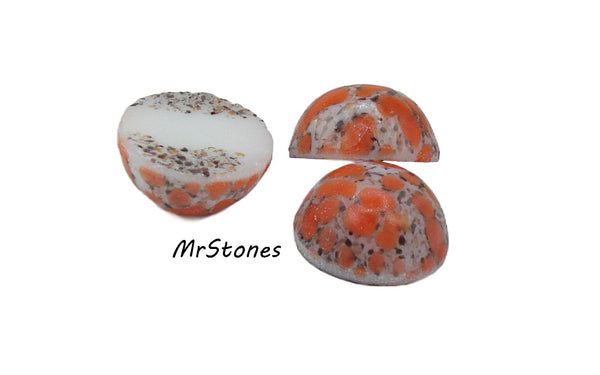 11mm (1684) Coral Matrix Round Cabochon