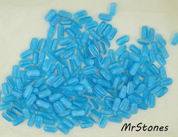 8x4mm (3436) Aqua Blue Moonstone Cushion Octagon Buff Top Doublet West Germany