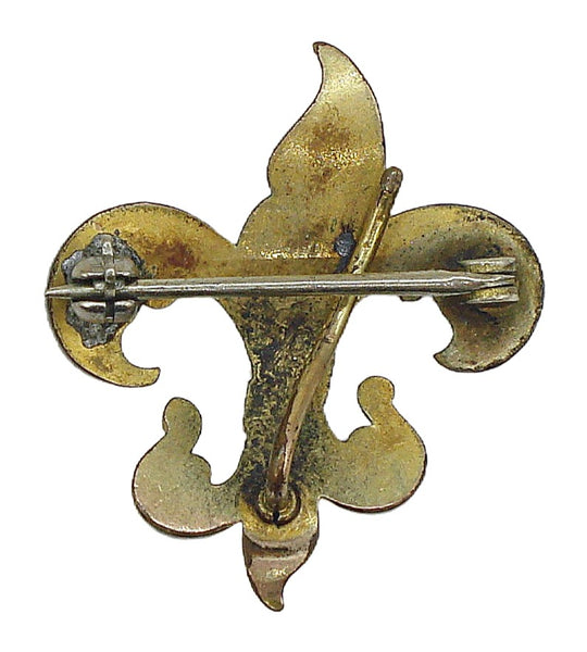 1 1/4" Fleur de Lis 1 1/4" Pin Pendant Gold Tone Darker Blue Enamel
