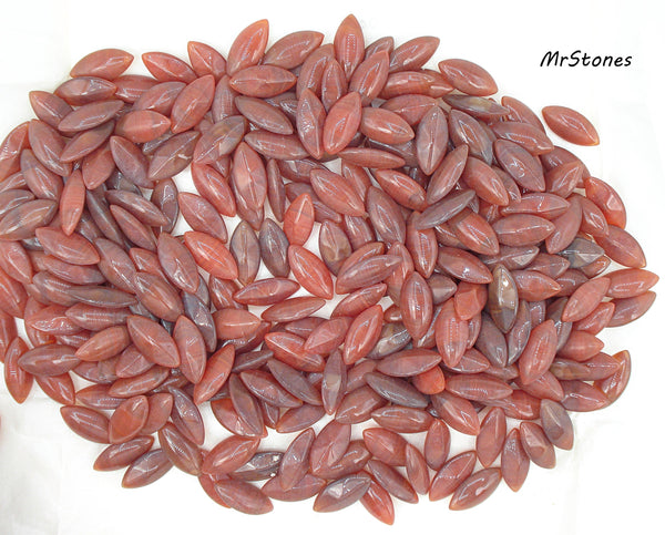 15x7mm (3146) Cornelian Orange Brown Marquise Navette Buff Top Doublet West Germany