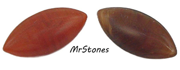 15x7mm (3146) Cornelian Orange Brown Marquise Navette Buff Top Doublet West Germany